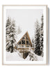 Snowy A-Frame Cabin Poster – Tranquil Winter Home Decor