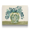 Mediterranean Botanical Art Print | Teal Greenery & Striped Vase Wall Decor