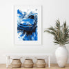 Nissan Skyline GT-R R34 Poster - Dynamic Blue Art Print for Car Enthusiasts