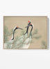 Vintage Japanese Cranes Art Print | Kamisaka Sekka Momoyogusa Nature Decor