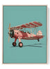 Pink Vintage Biplane Art Print | Retro Aviation Illustration Wall Decor