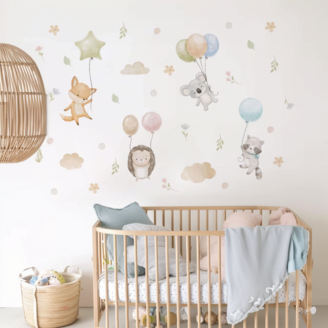 Cartoon Bear Balloon Wall Stickers