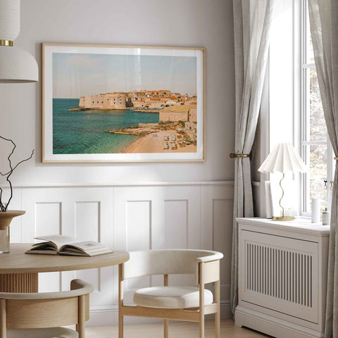 Mediterranean seaside city wall art
