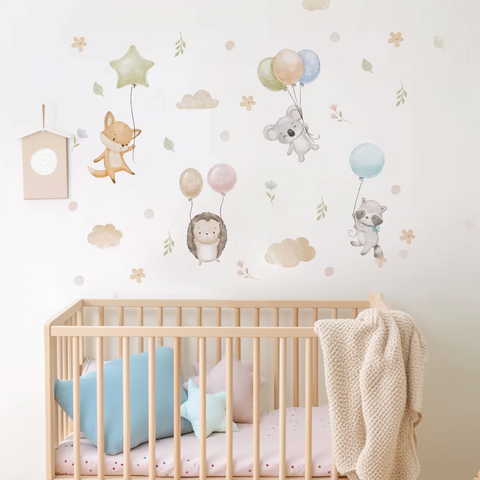 Cartoon Bear Balloon Wall Stickers