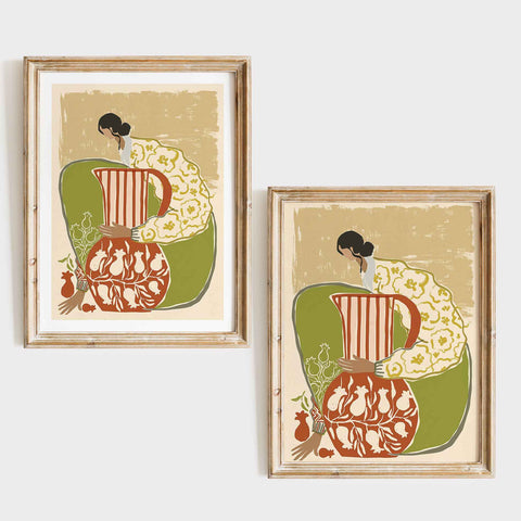 
Mediterranean-inspired woman illustration for warm contemporary 