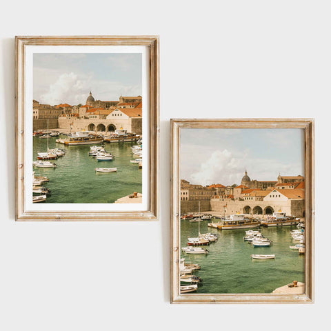 Mediterranean port city wall art
