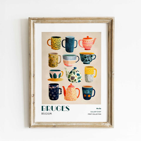 Bruges Colorful Teacup Art Print