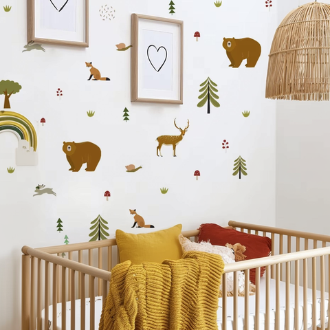 Cartoon Bear Tree Forest Wall Stickers