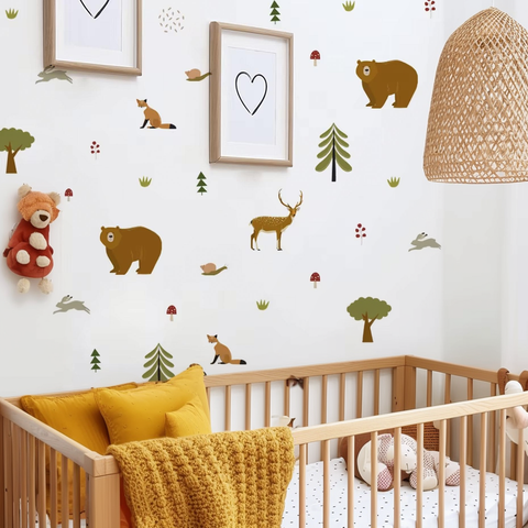 Cartoon Bear Tree Forest Wall Stickers