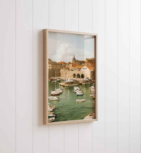 Croatian harbor with boats wall decor
