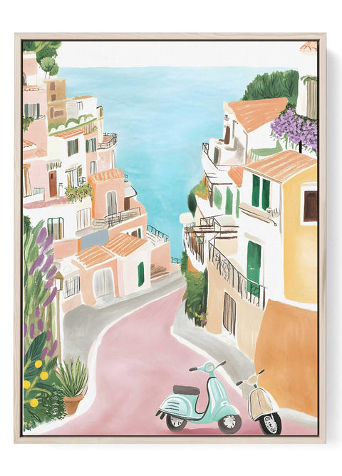 Positano Vespa Coastal Art Print