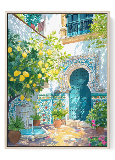 Lemon Tree Courtyard – Mediterranean Watercolor Wall Art