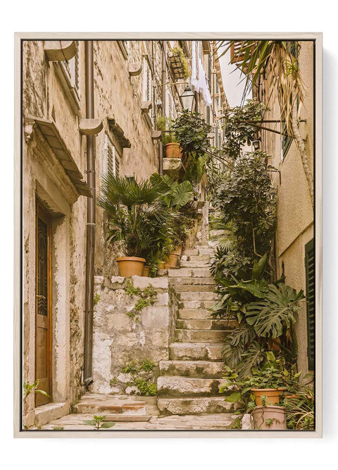 Mediterranean stone stairway wall art print
