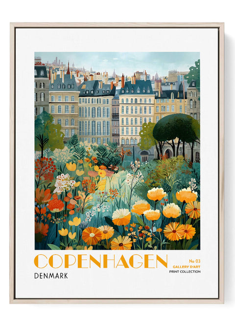 Copenhagen Colorful Cityscape with Flowers – Gallery D’Art Print