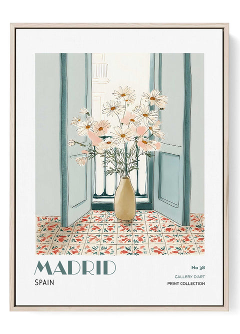 Madrid Wall Art Print – Spanish Interior with Flowers
