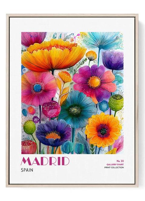 Madrid Wall Art Print – Vibrant Floral Poster, Colorful Spain-Inspired Botanical Artwork for Modern Home and Gallery Wall Decor