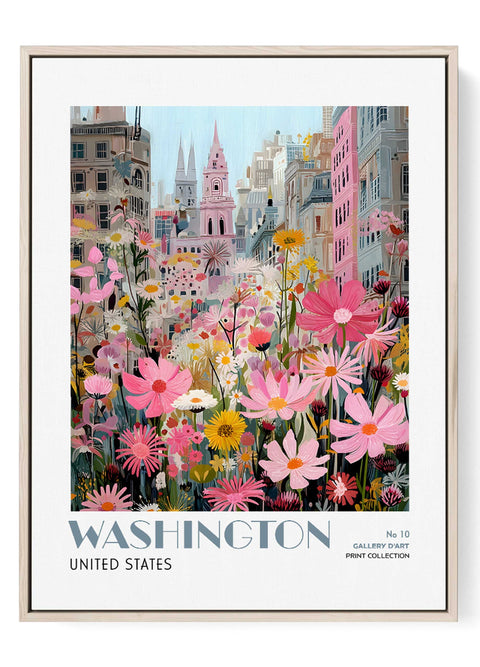 Washington Wall Art Print – Colorful Botanical U.S. Cityscape
