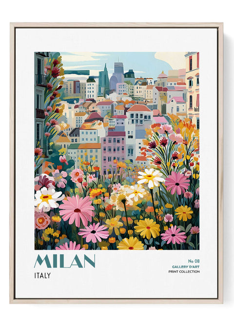 Milan Wall Art Print – Colorful Italian Cityscape with Garden Flowers