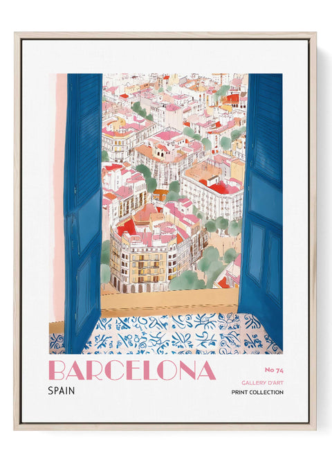 Barcelona Wall Art Print – Mediterranean City View Poster, Spanish Architecture Artwork,