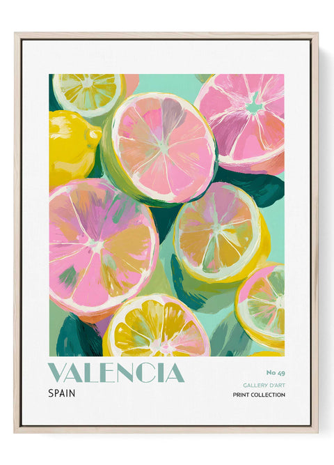 Valencia Wall Art Print – Colorful Citrus Lemon Poster, Bright Kitchen Decor, Mediterranean Fruit Painting