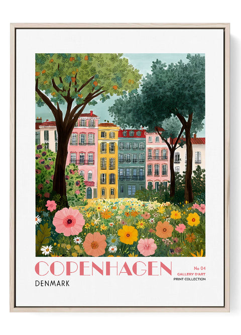 Copenhagen Colorful Cityscape with Flowers – Gallery D’Art Print