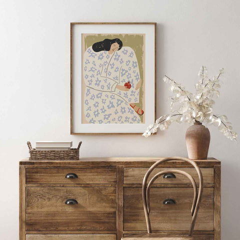 Mediterranean-inspired illustration for a warm neutral interior

