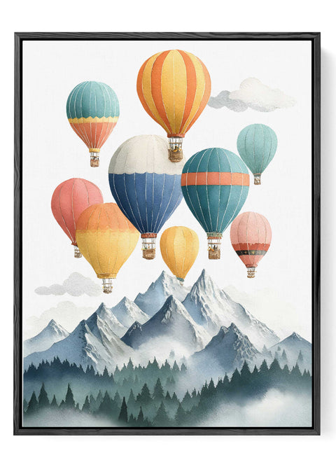 Hot Air Balloon Mountain Wall Art