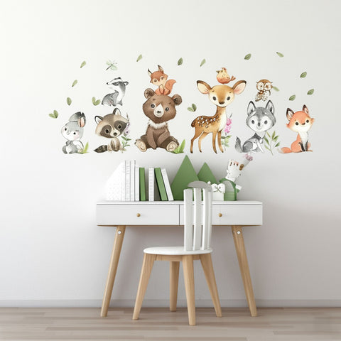 2-piece animal decals set for nursery and bedroom