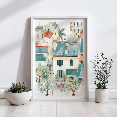 Paris Courtyard Watercolor Art Print