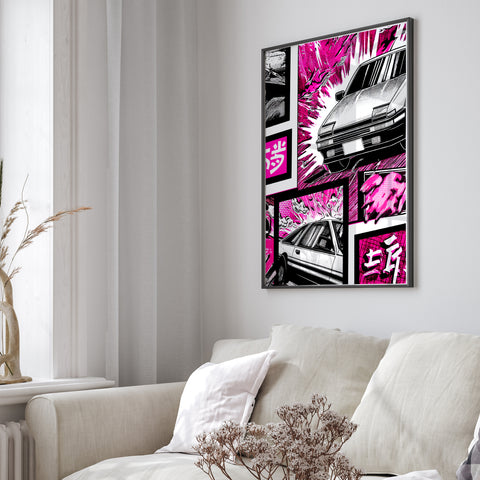 Toyota AE86 Manga Poster – 6 Panel JDM Drift Comic Art Print
