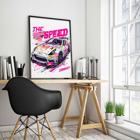 Nissan 370Z Street Racing Poster – Drift Art Print Graffiti Style - oakposter