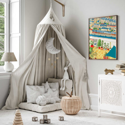 Parisian Rooftop Garden Watercolor Art Print