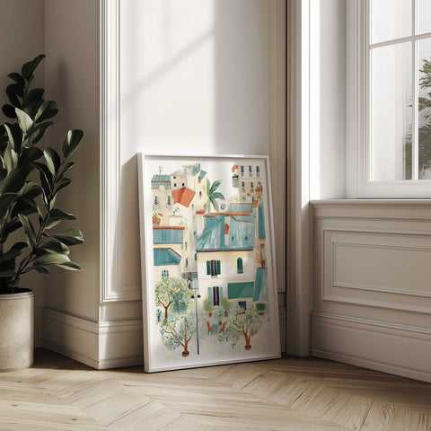 Paris Courtyard Watercolor Art Print