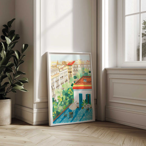 Sunny Mediterranean Terrace Art Print