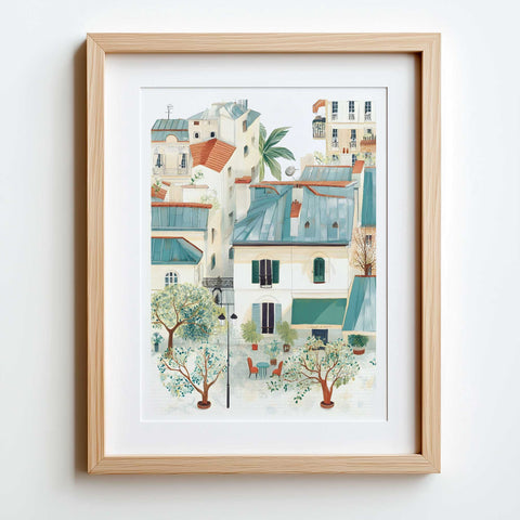 Paris Courtyard Watercolor Art Print