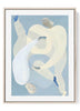 Abstract Blue Embrace Print – Modern Minimalist Figurative Wall Art