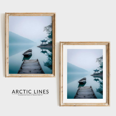 Aesthetic Japanese-style pavilion wall decor in soft neutral tones.