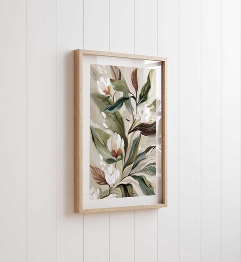 Aesthetic cream flower poster for a minimalist bedroom or nursery decor.
