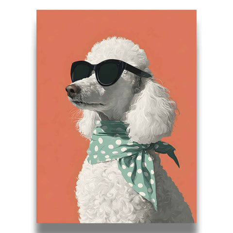 Aesthetic dog portrait illustration for a chic dressing room or eclectic home.