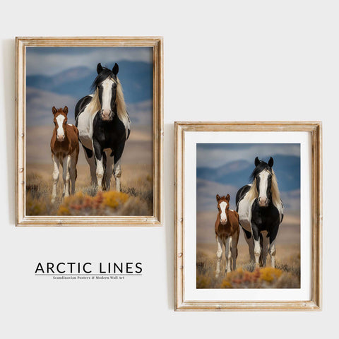 Aesthetic equestrian illustration for a Scandinavian or farmhouse home interior.