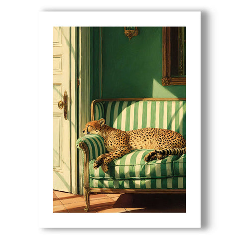 Aesthetic maximalist wall decor with vibrant green and spotted leopard textures.