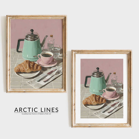 Aesthetic morning-themed art with clean lines and soft pastel pink tones.