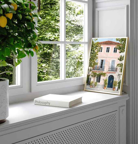 Aesthetic travel artwork for a Scandinavian or coastal-themed home interior.