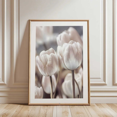 Aesthetic white tulip illustration for a Scandinavian home interior.