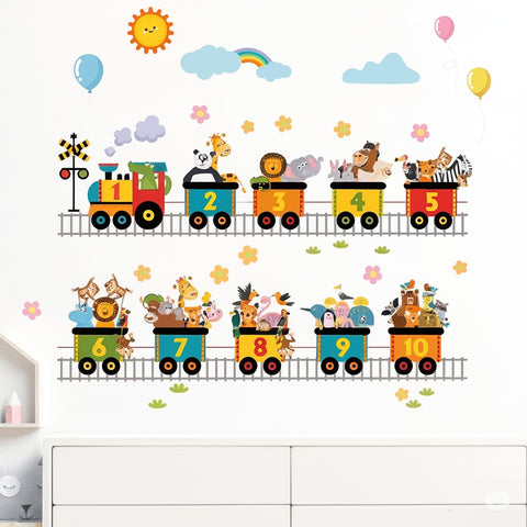 Animal train wall decals