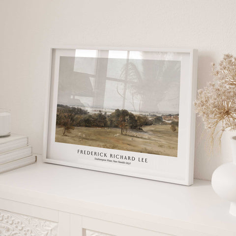 Antique rural landscape artwork in soft neutral tones