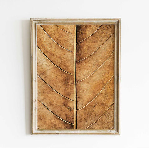Abstract Leaf Design Canvas - Earth Toned Botanical Artwork