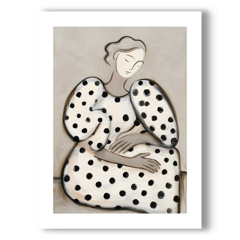 Artistic female portrait poster with bold shapes and minimalist lines.