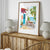 Artistic patio print with colorful cushions and Mediterranean charm