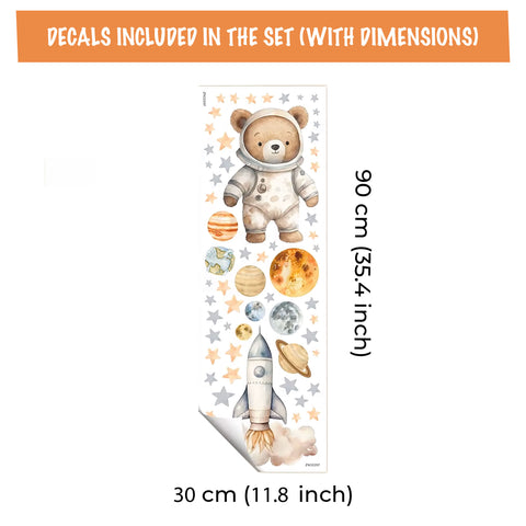 Astronaut bear wall decals kids room decor
